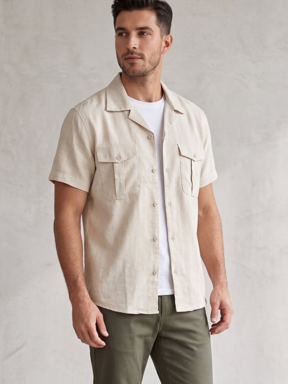 NWT | VATPAVE Men's Cotton-Linen Blend Short Sleeve Utility Shirt Small